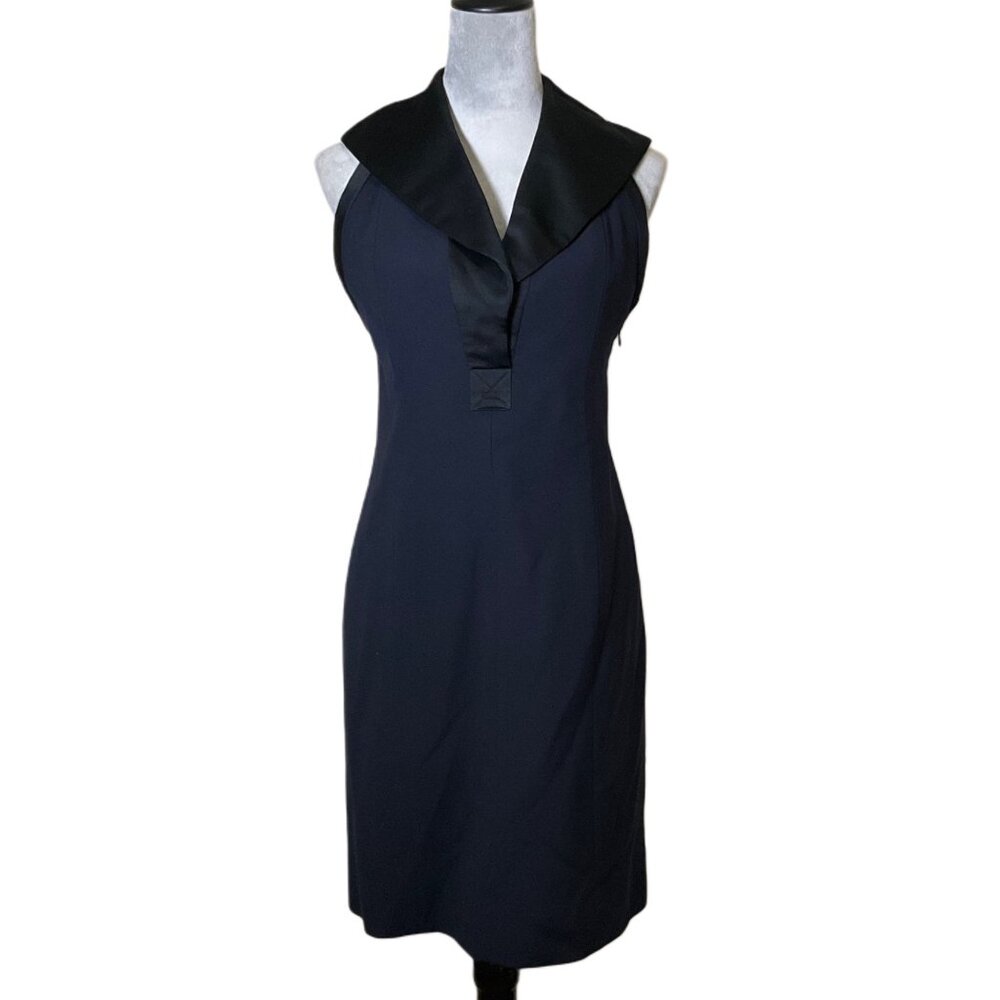 Yves Saint Laurent Navy Blue Tuxedo Halter Dress